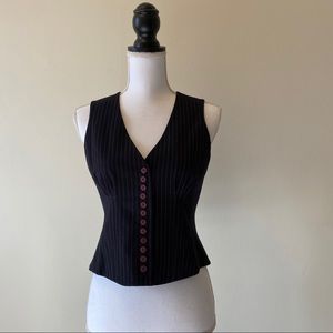 Navy pinstriped vest.